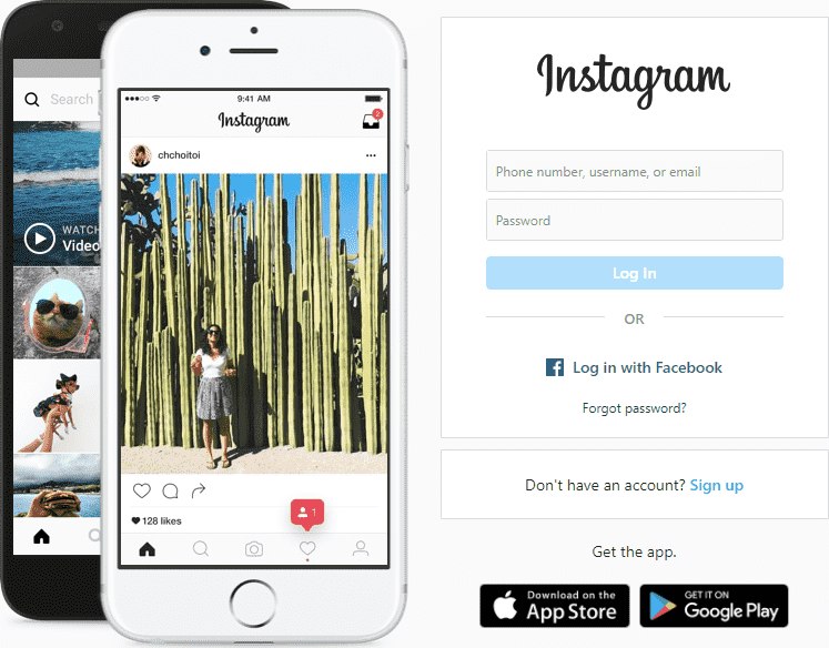 Log in to your Instagram account